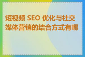 短视频 SEO 优化与社交媒体营销的结合方式有哪些