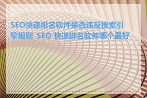 SEO快速排名软件是否违反搜索引擎规则_SEO 快速排名软件哪个最好用