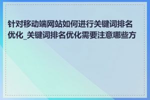 针对移动端网站如何进行关键词排名优化_关键词排名优化需要注意哪些方面