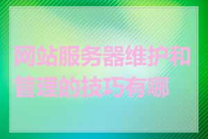 网站服务器维护和管理的技巧有哪些