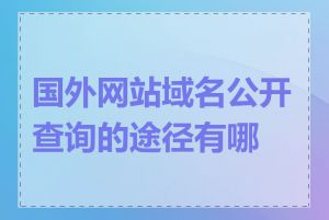 国外网站域名公开查询的途径有哪些