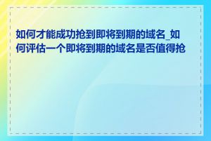 如何才能成功抢到即将到期的域名_如何评估一个即将到期的域名是否值得抢注