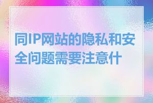 同IP网站的隐私和安全问题需要注意什么