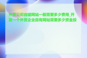 外贸公司自建网站一般需要多少费用_开发一个外贸企业自有网站需要多少资金投入