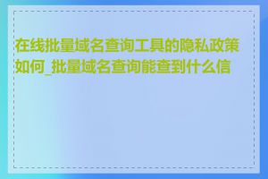 在线批量域名查询工具的隐私政策如何_批量域名查询能查到什么信息