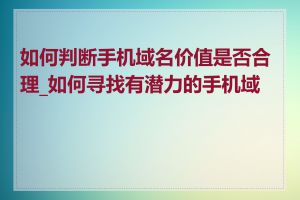 如何判断手机域名价值是否合理_如何寻找有潜力的手机域名