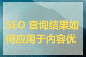 SEO 查询结果如何应用于内容优化