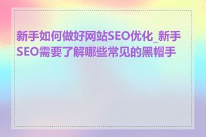 新手如何做好网站SEO优化_新手SEO需要了解哪些常见的黑帽手段