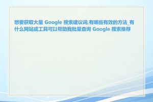 想要获取大量 Google 搜索建议词,有哪些有效的方法_有什么网站或工具可以帮助我批量查询 Google 搜索推荐词