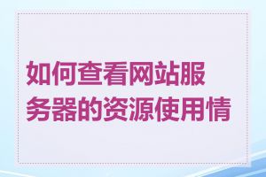 如何查看网站服务器的资源使用情况