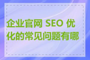 企业官网 SEO 优化的常见问题有哪些