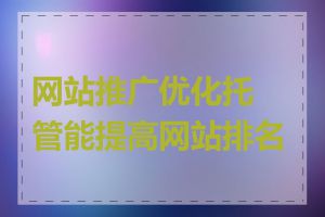 网站推广优化托管能提高网站排名吗