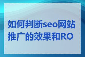 如何判断seo网站推广的效果和ROI