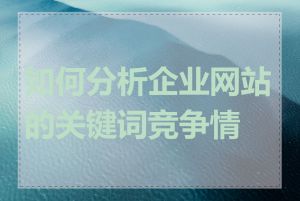 如何分析企业网站的关键词竞争情况