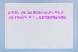 如何通过 WHOIS 查找域名的历史所有者信息_如何在WHOIS上查看域名的所有者信息