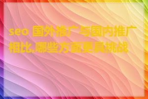 seo 国外推广与国内推广相比,哪些方面更具挑战性