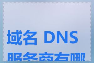 域名 DNS 服务商有哪些