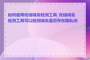 如何使用在线域名检测工具_在线域名检测工具可以检测域名是否存在隐私问题