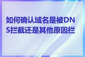 如何确认域名是被DNS拦截还是其他原因拦截