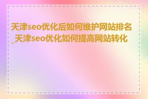 天津seo优化后如何维护网站排名_天津seo优化如何提高网站转化率