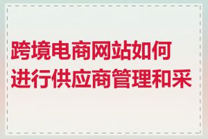 跨境电商网站如何进行供应商管理和采购