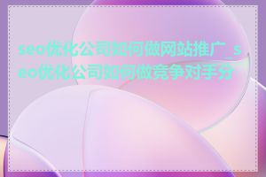 seo优化公司如何做网站推广_seo优化公司如何做竞争对手分析