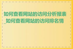 如何查看网站的访问分析报表_如何查看网站的访问排名情况