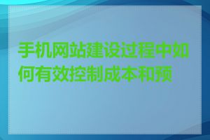 手机网站建设过程中如何有效控制成本和预算