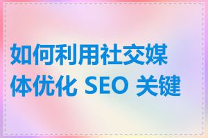 如何利用社交媒体优化 SEO 关键词