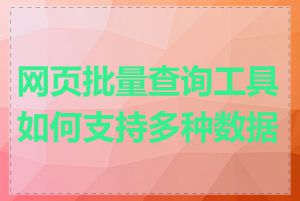 网页批量查询工具如何支持多种数据源