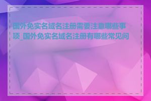 国外免实名域名注册需要注意哪些事项_国外免实名域名注册有哪些常见问题