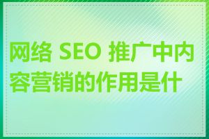 网络 SEO 推广中内容营销的作用是什么