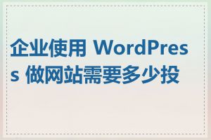 企业使用 WordPress 做网站需要多少投入