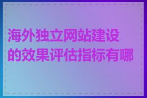 海外独立网站建设的效果评估指标有哪些