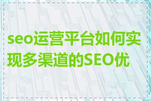 seo运营平台如何实现多渠道的SEO优化