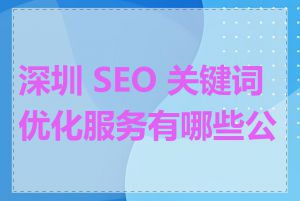 深圳 SEO 关键词优化服务有哪些公司