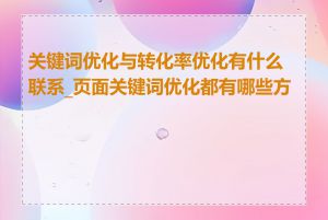 关键词优化与转化率优化有什么联系_页面关键词优化都有哪些方法