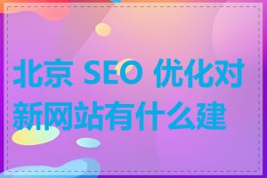 北京 SEO 优化对新网站有什么建议