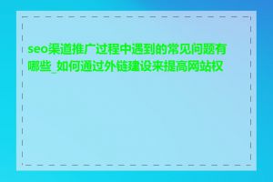 seo渠道推广过程中遇到的常见问题有哪些_如何通过外链建设来提高网站权重