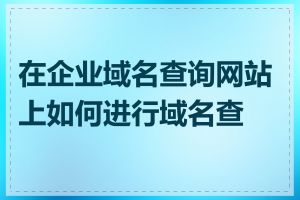 在企业域名查询网站上如何进行域名查询