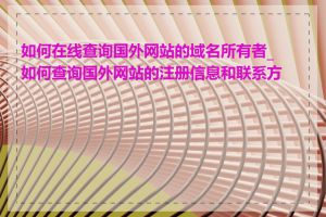 如何在线查询国外网站的域名所有者_如何查询国外网站的注册信息和联系方式