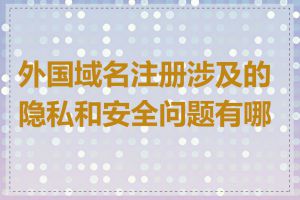 外国域名注册涉及的隐私和安全问题有哪些