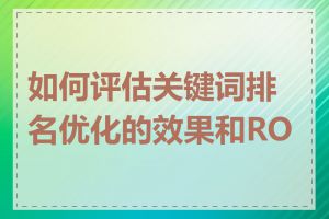 如何评估关键词排名优化的效果和ROI