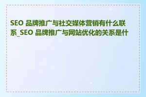 SEO 品牌推广与社交媒体营销有什么联系_SEO 品牌推广与网站优化的关系是什么