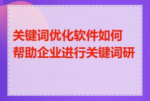 关键词优化软件如何帮助企业进行关键词研究