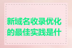 新域名收录优化的最佳实践是什么