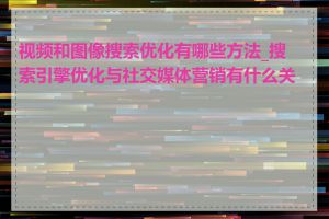 视频和图像搜索优化有哪些方法_搜索引擎优化与社交媒体营销有什么关系