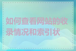 如何查看网站的收录情况和索引状态