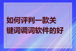 如何评判一款关键词调词软件的好坏