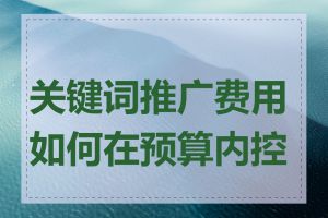 关键词推广费用如何在预算内控制